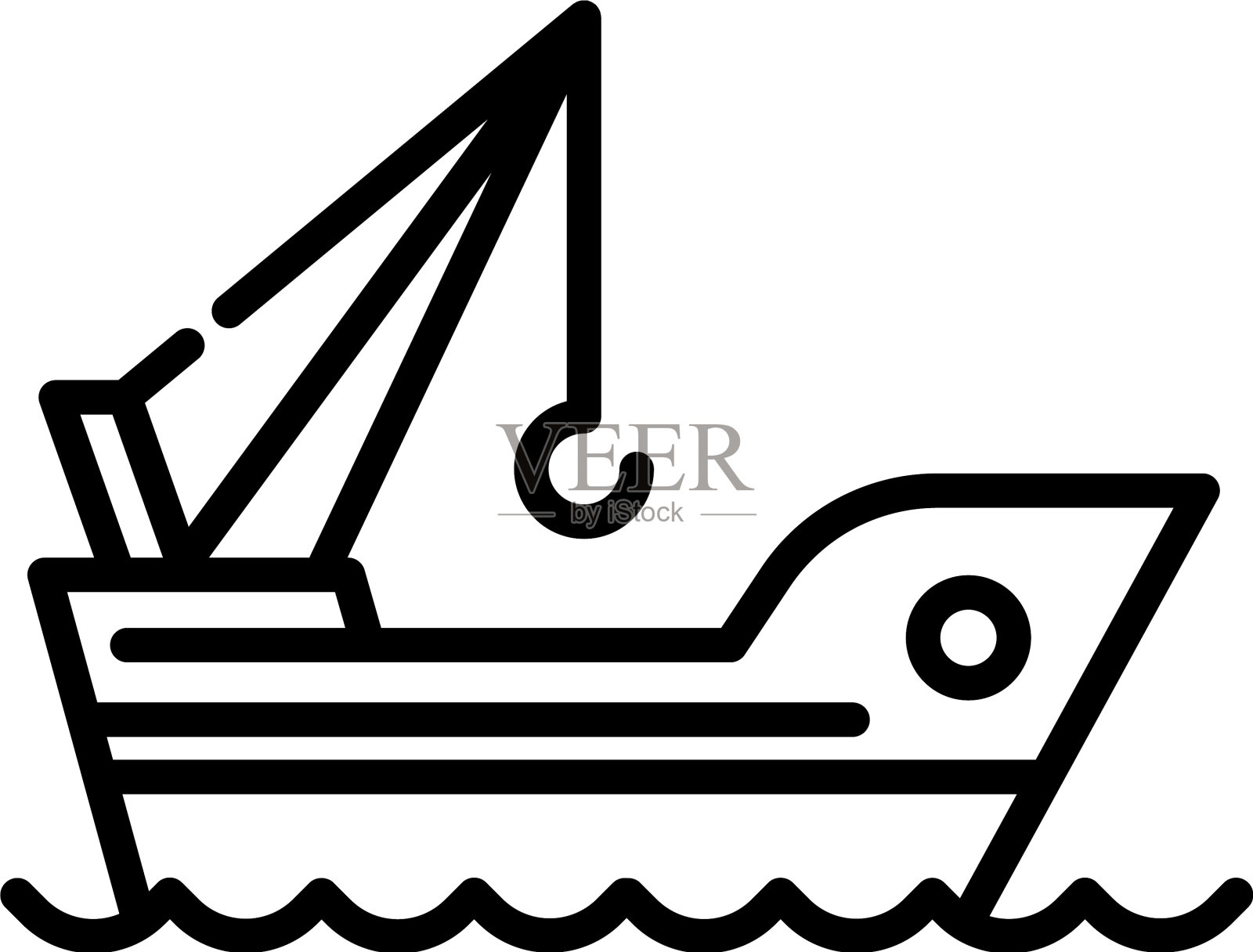 海上港口起重机船舶图标轮廓风格设计元素图片