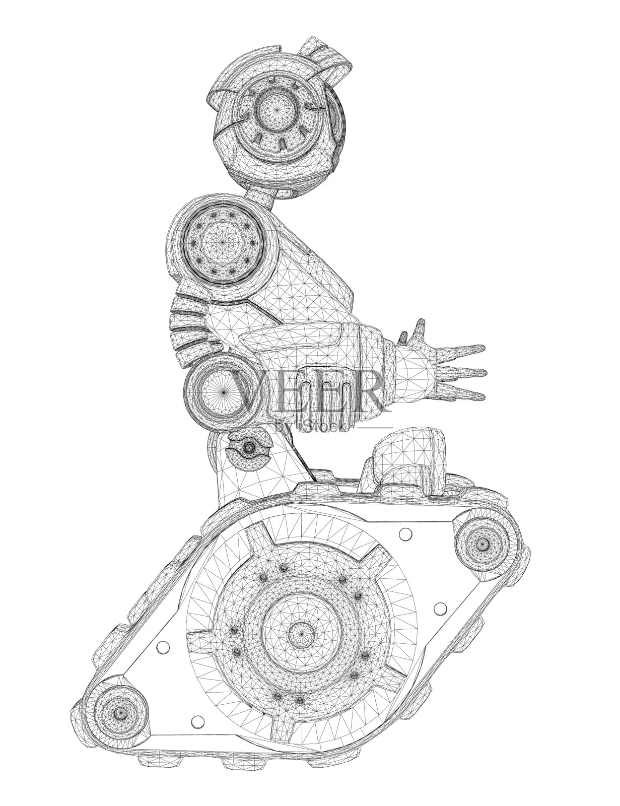 机器人线框隔离在白色背景一侧设计元素图片
