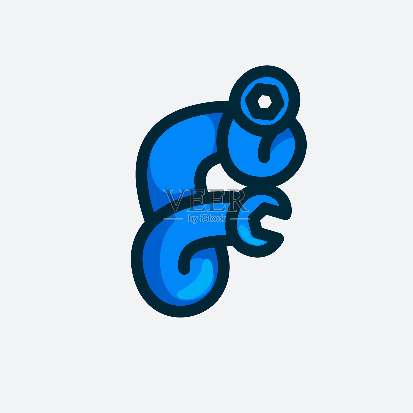 F字母标志做成的扳手图标素材