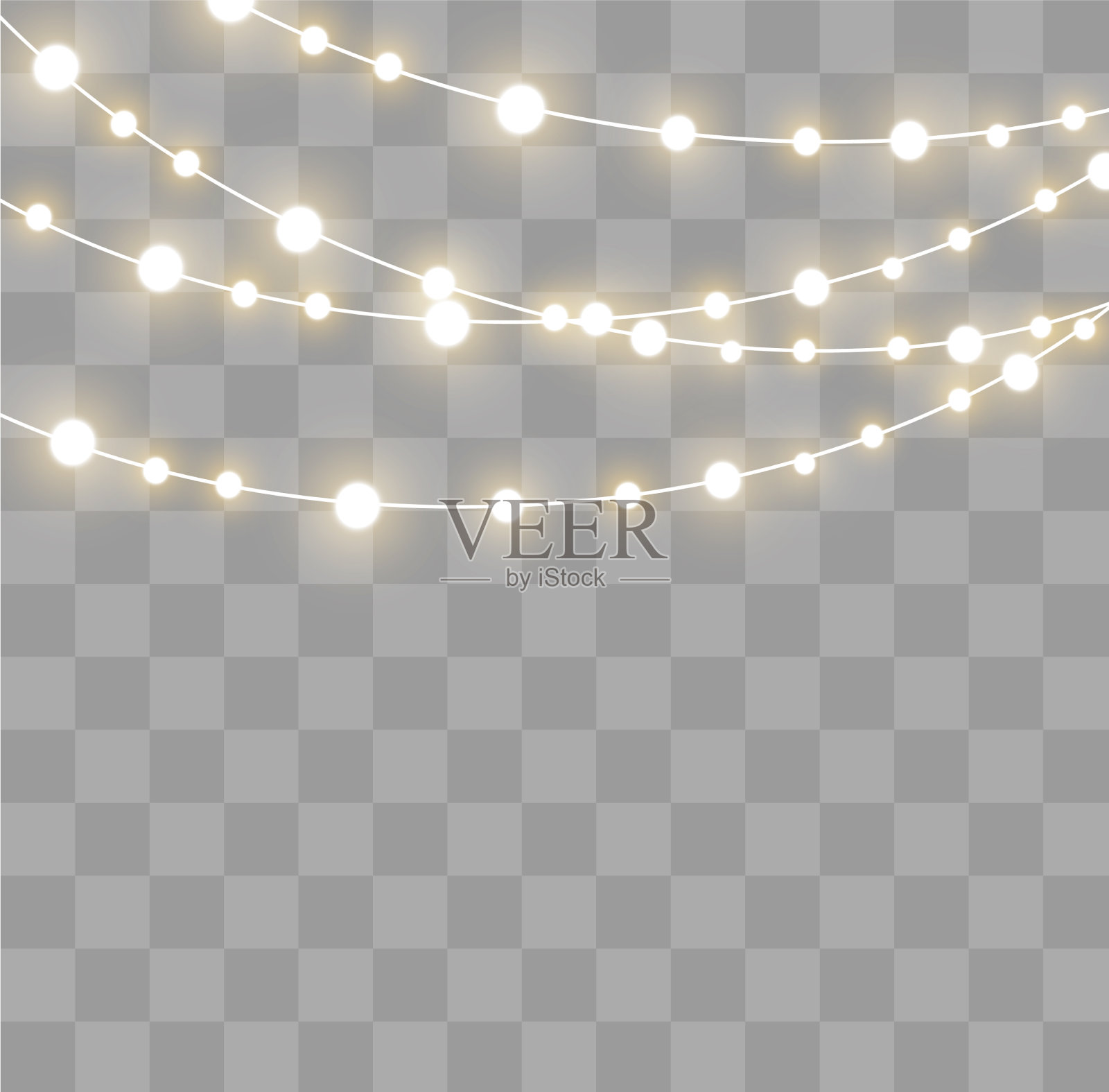 圣诞彩灯把圣诞节的花环装饰得闪闪发光插画图片素材