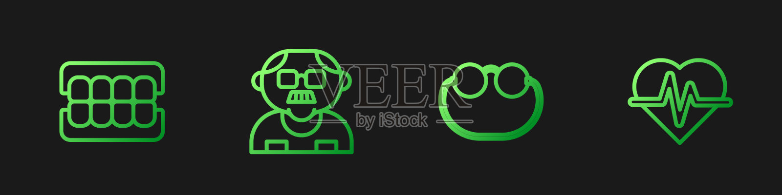 定线眼镜假颌爷爷和插画图片素材