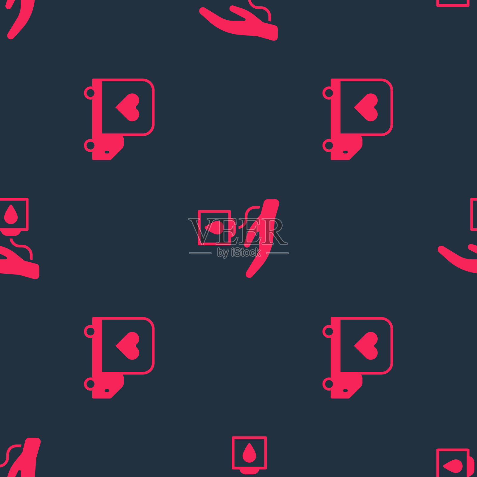 配备有心脏和献血的运送卡车图标素材