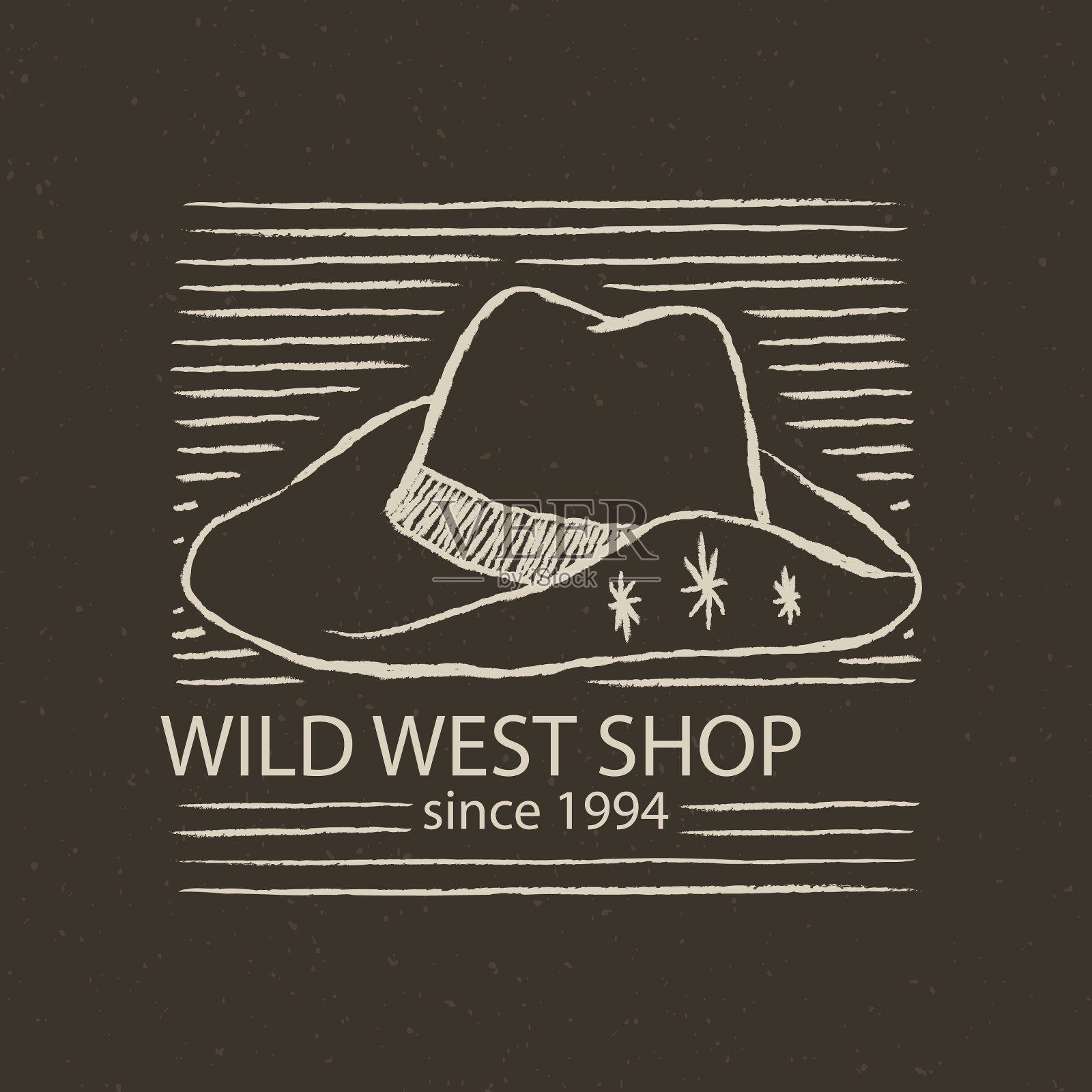 狂野西部商店的标志在深灰色的背景插画图片素材