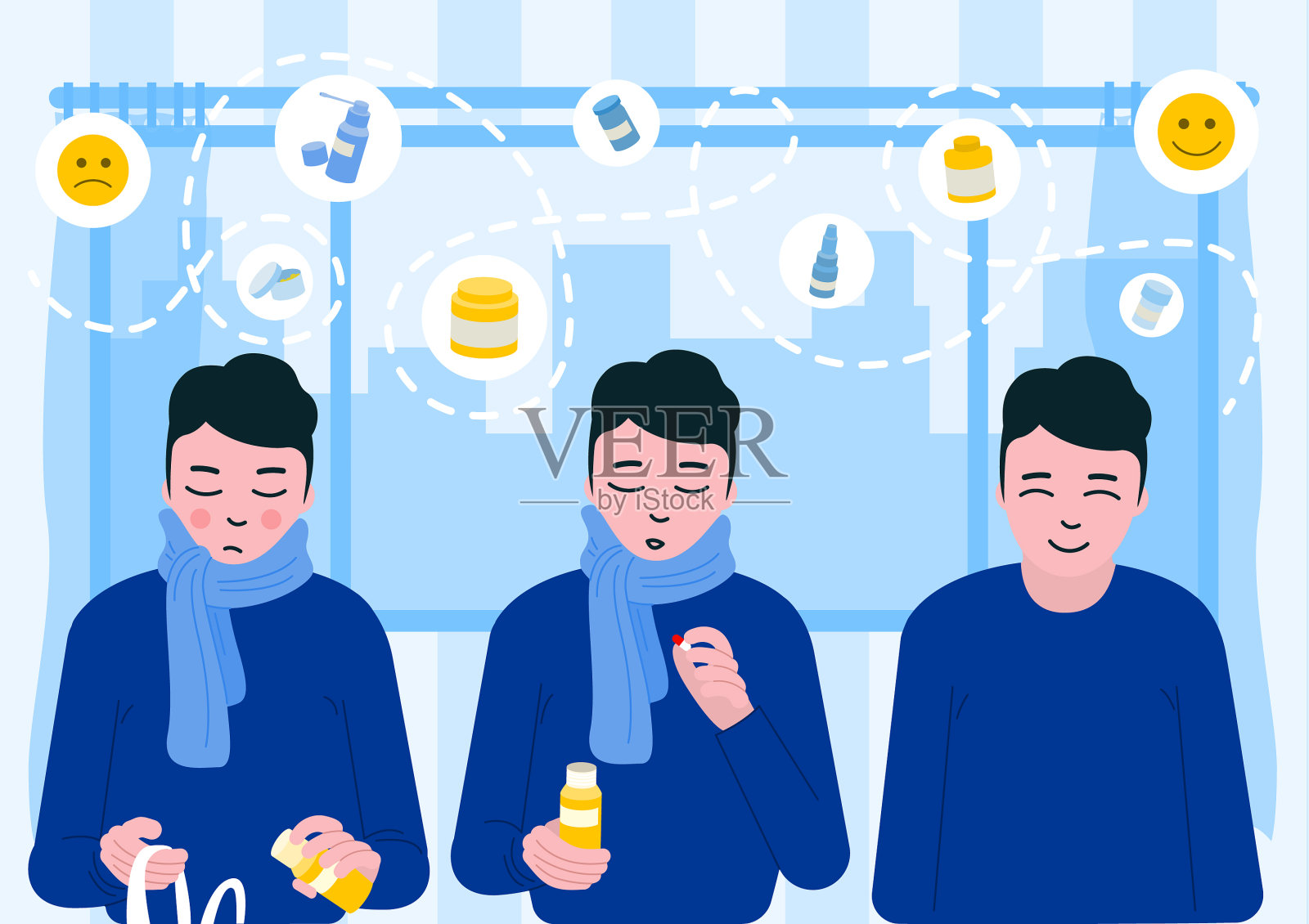 药品概念平插画图片素材