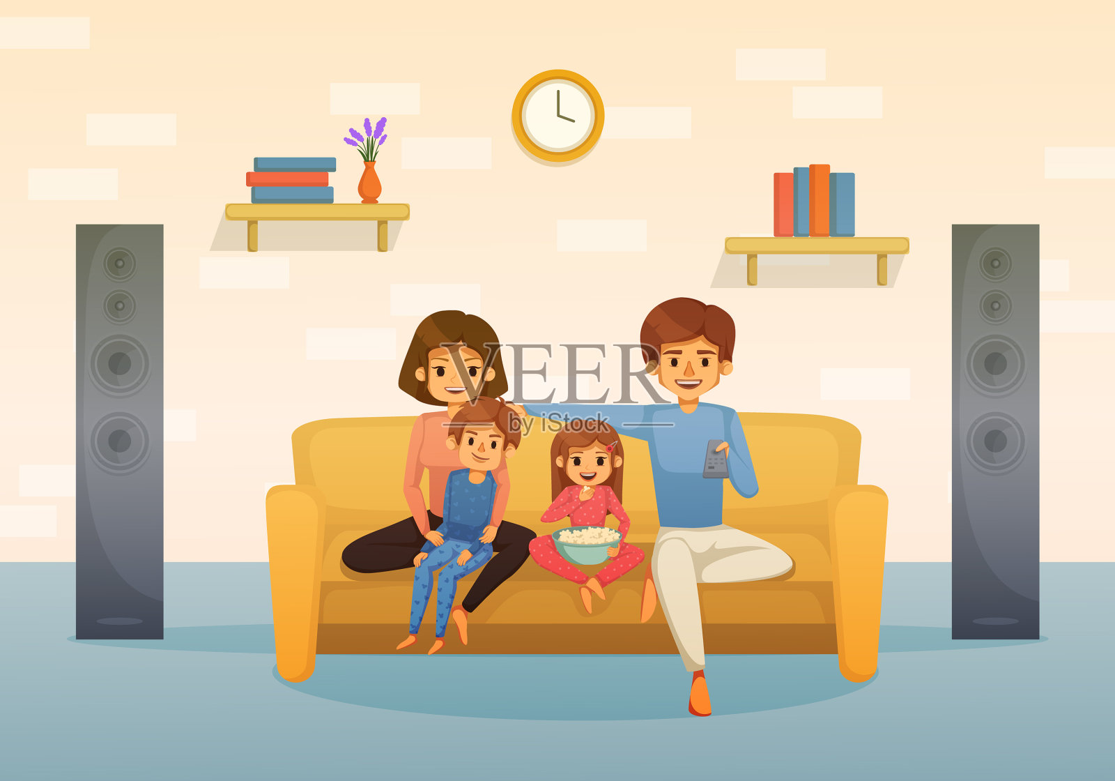 家庭假日flat卡通构图插画图片素材