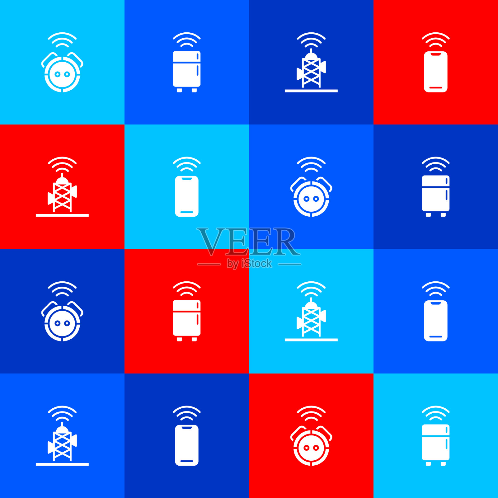 设置机器人吸尘器智能冰箱图标素材