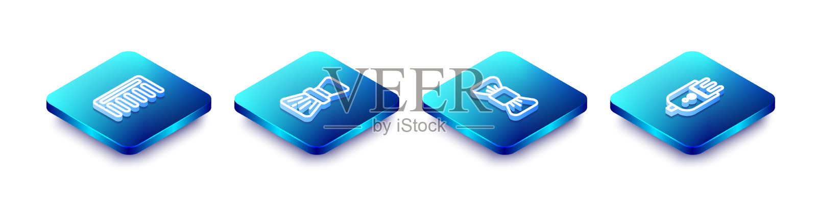 设置等距线发刷剃领结和图标素材