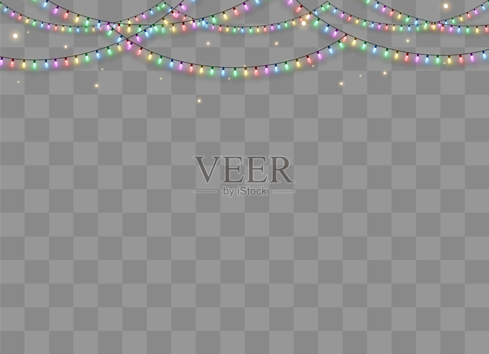 圣诞彩灯把圣诞节的花环装饰得闪闪发光插画图片素材