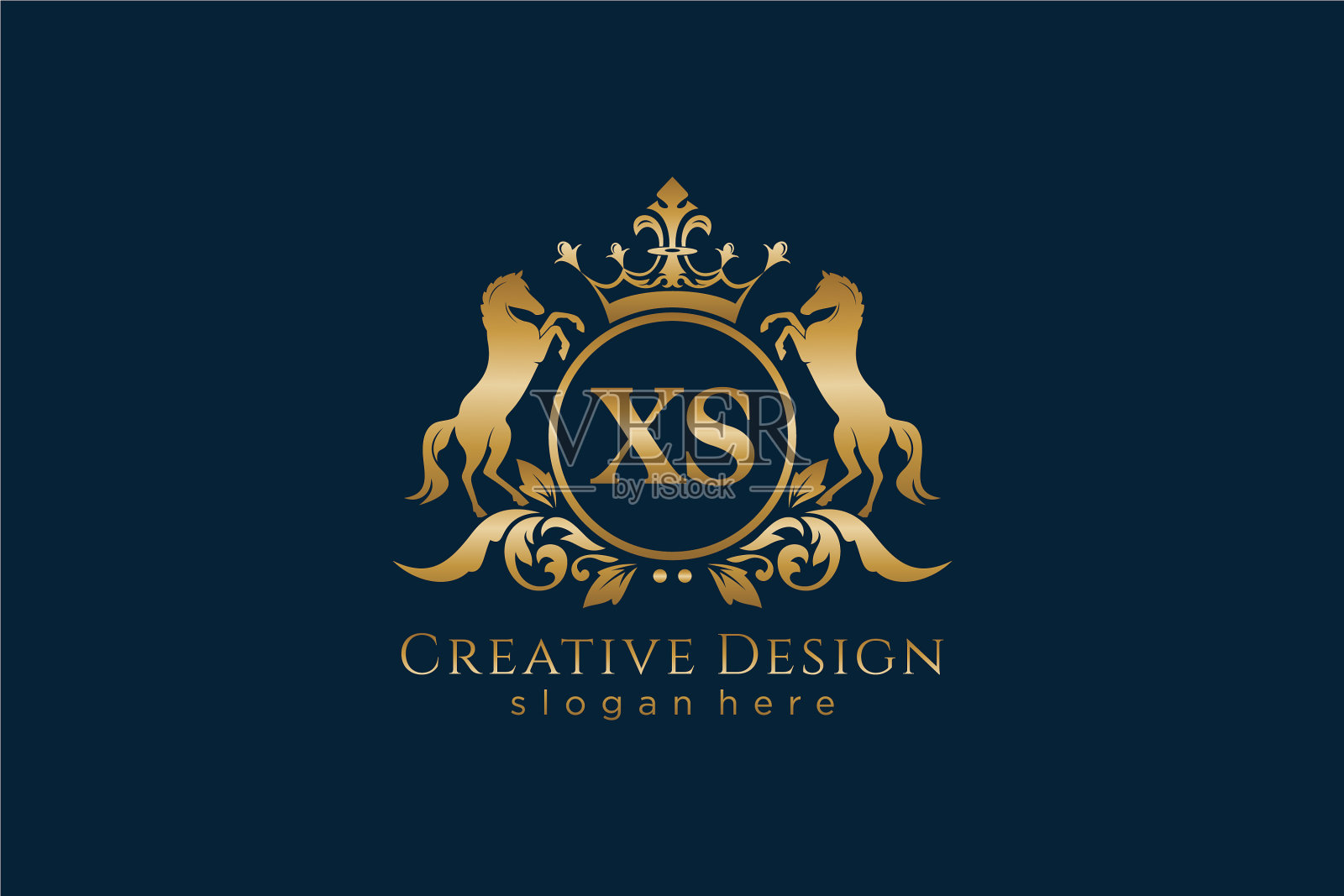 首字母xs复古金色波峰与圆圈和两个插画图片素材