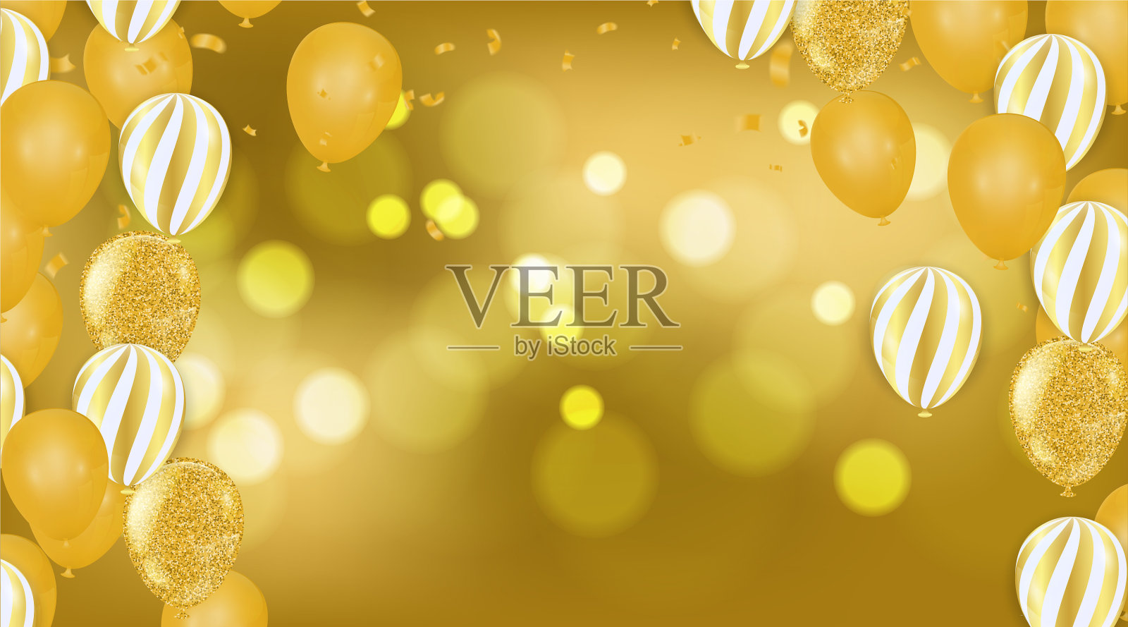 金色气球和庆祝背景模板插画图片素材