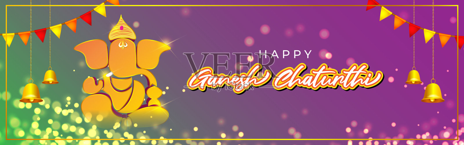 印度神甘尼萨节快乐插画图片素材