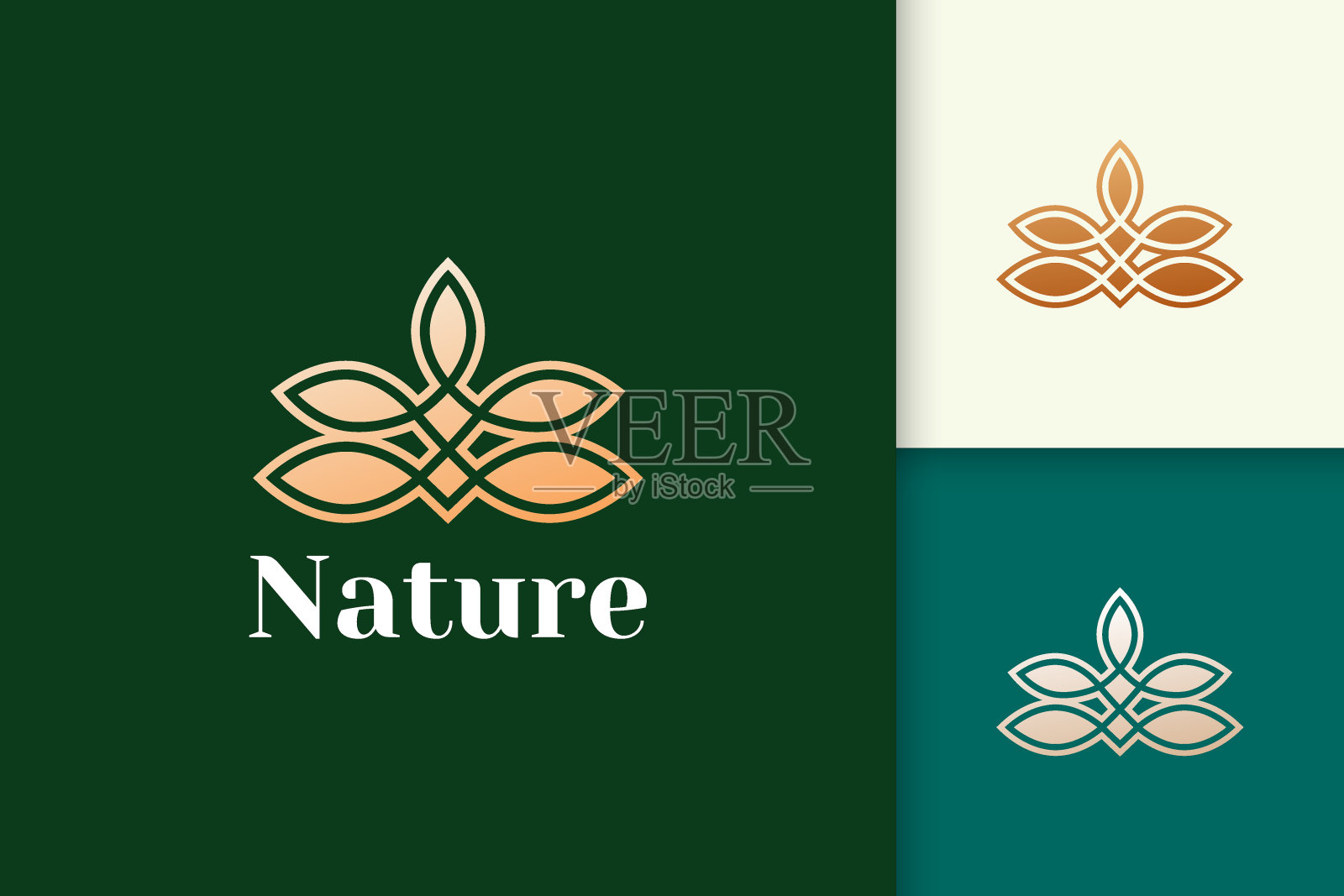 花朵标志，女性化和奢侈风格的健康和美丽插画图片素材