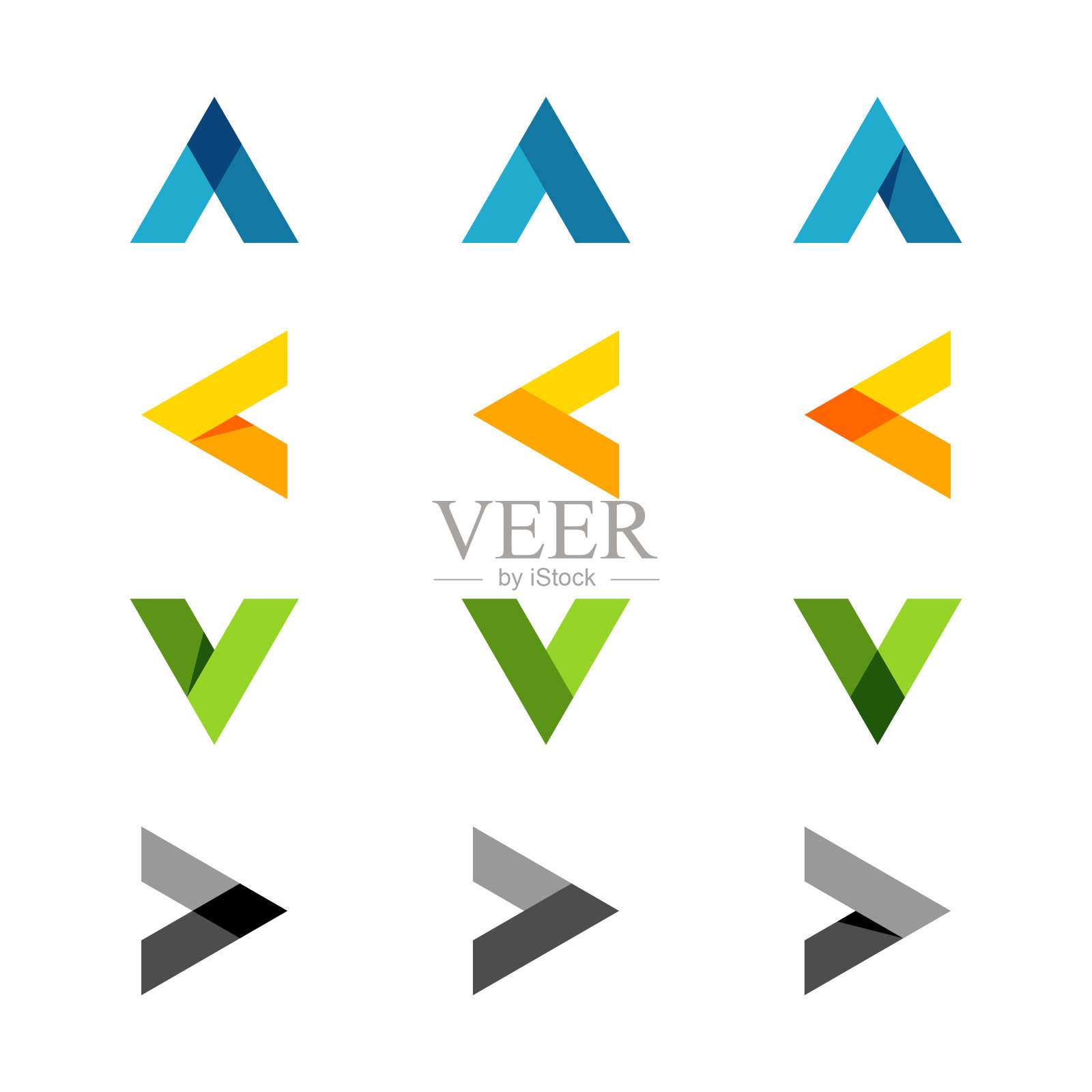 三角形字母V，字母A，箭头符号图标矢量标志模板插画图片素材