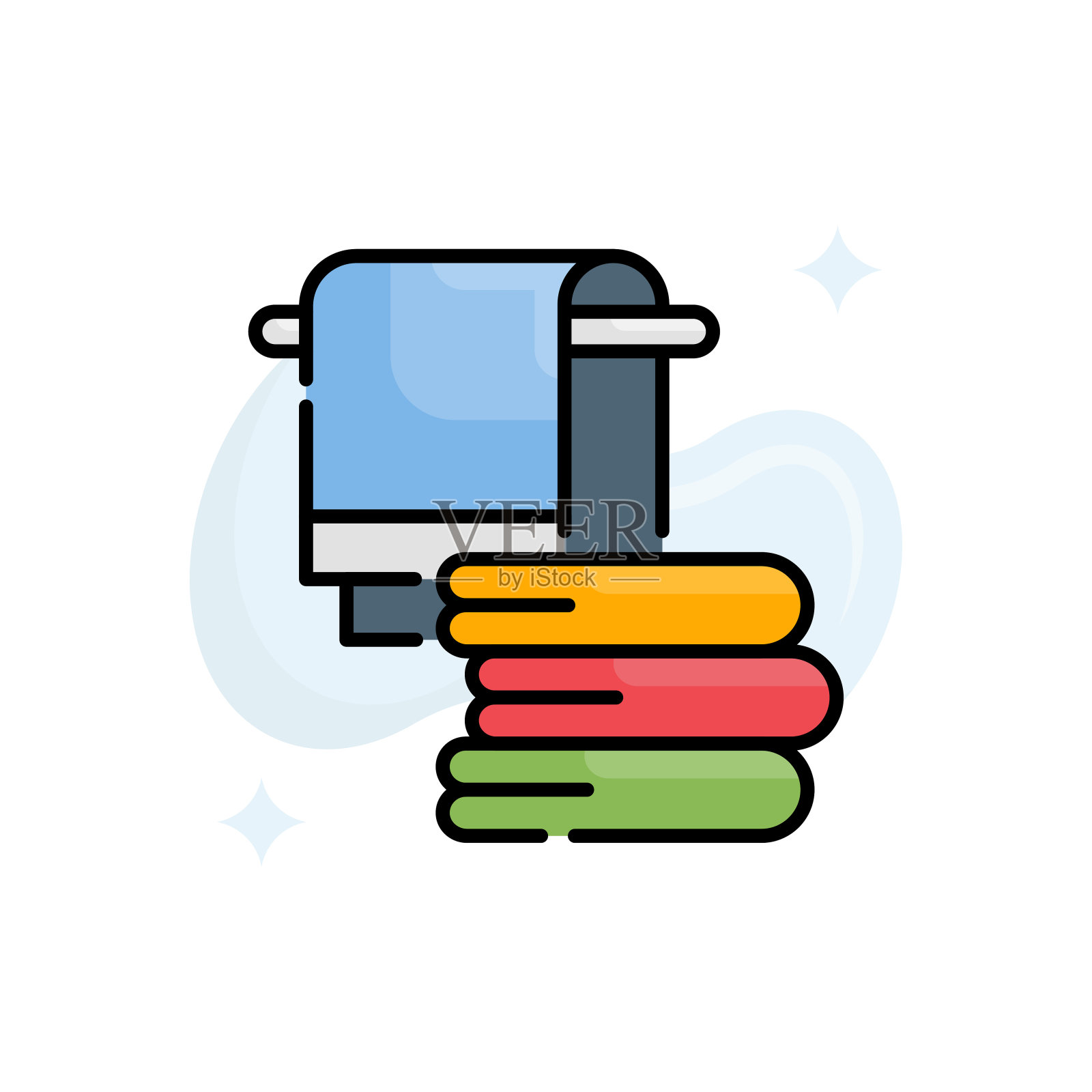 洗衣卫生矢量填充轮廓图标风格的插图。EPS 10个文件图标素材