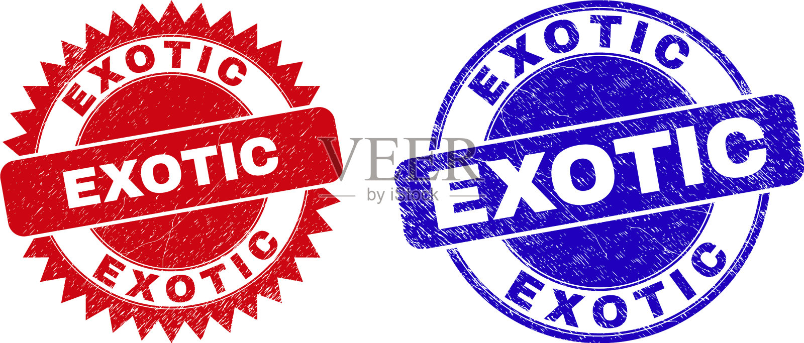 异国情调的圆形和玫瑰形邮票与垃圾插画图片素材