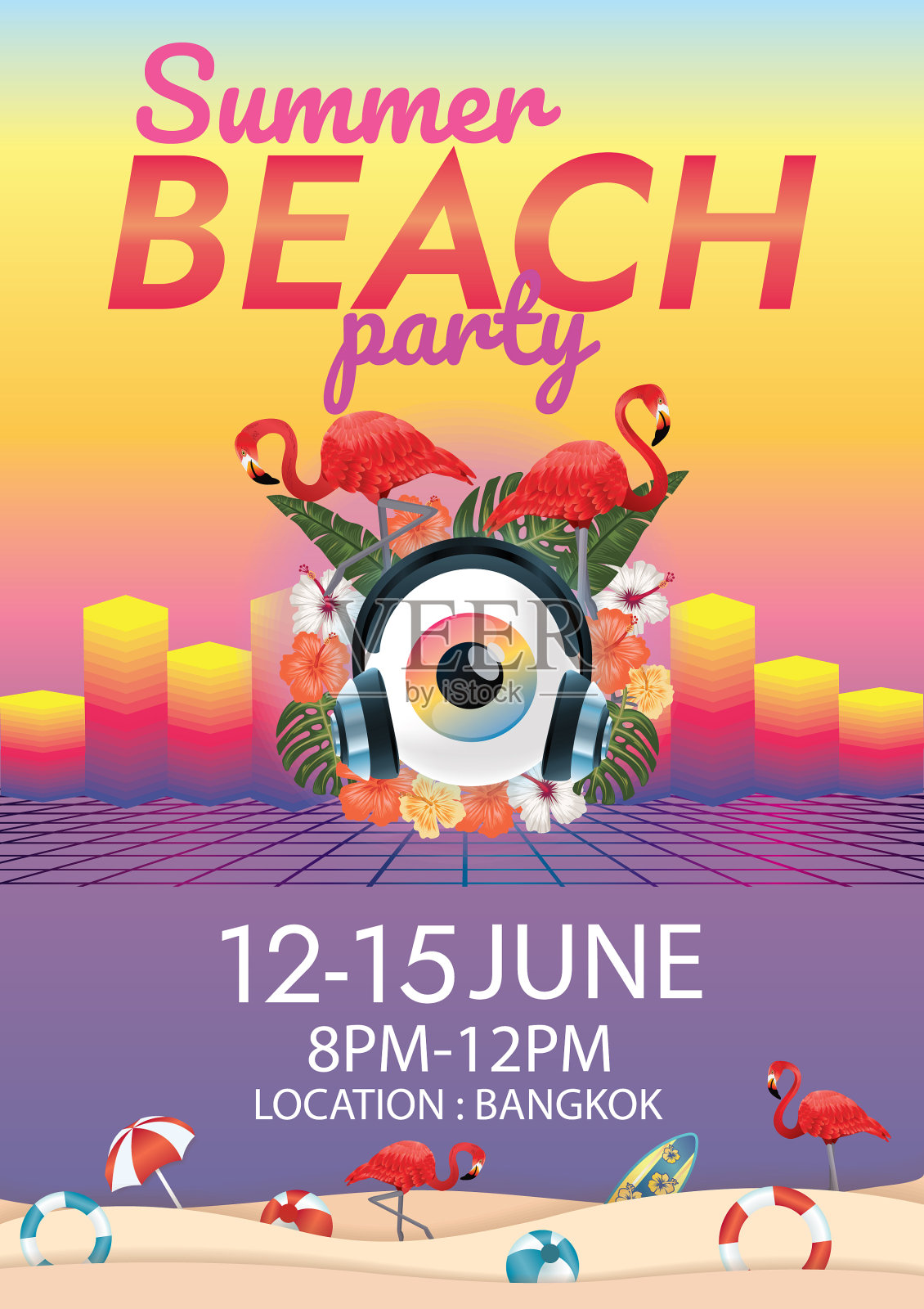 音乐节派对海报插画图片素材