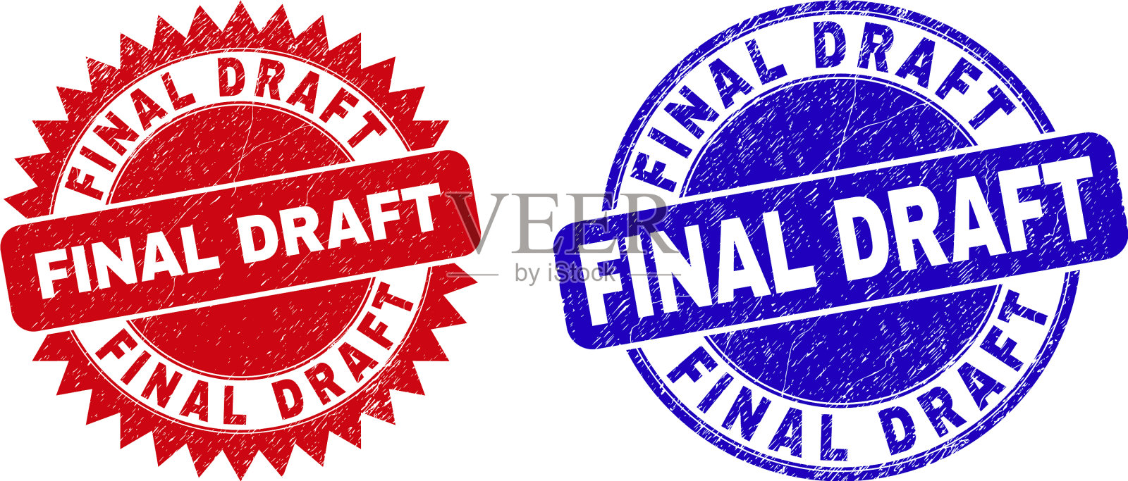 最后定稿圆形和玫瑰形邮票印章插画图片素材