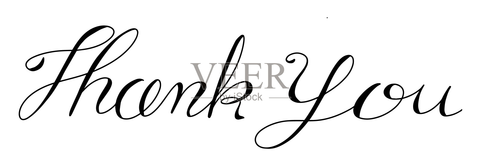 在白色的背景上用黑色手写感谢插画图片素材