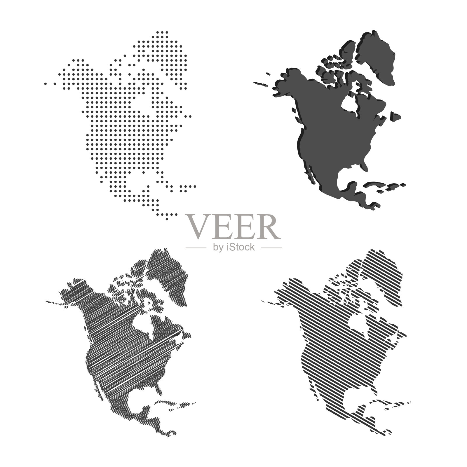 北美地图矢量插图，北美大陆地图插画图片素材