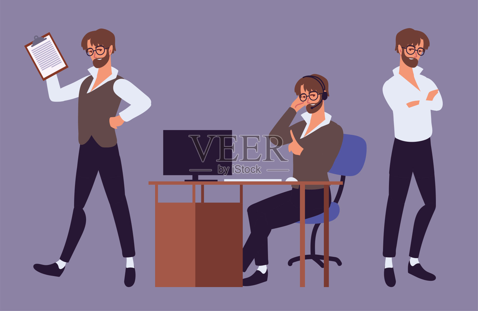 男办公室助理套装插画图片素材