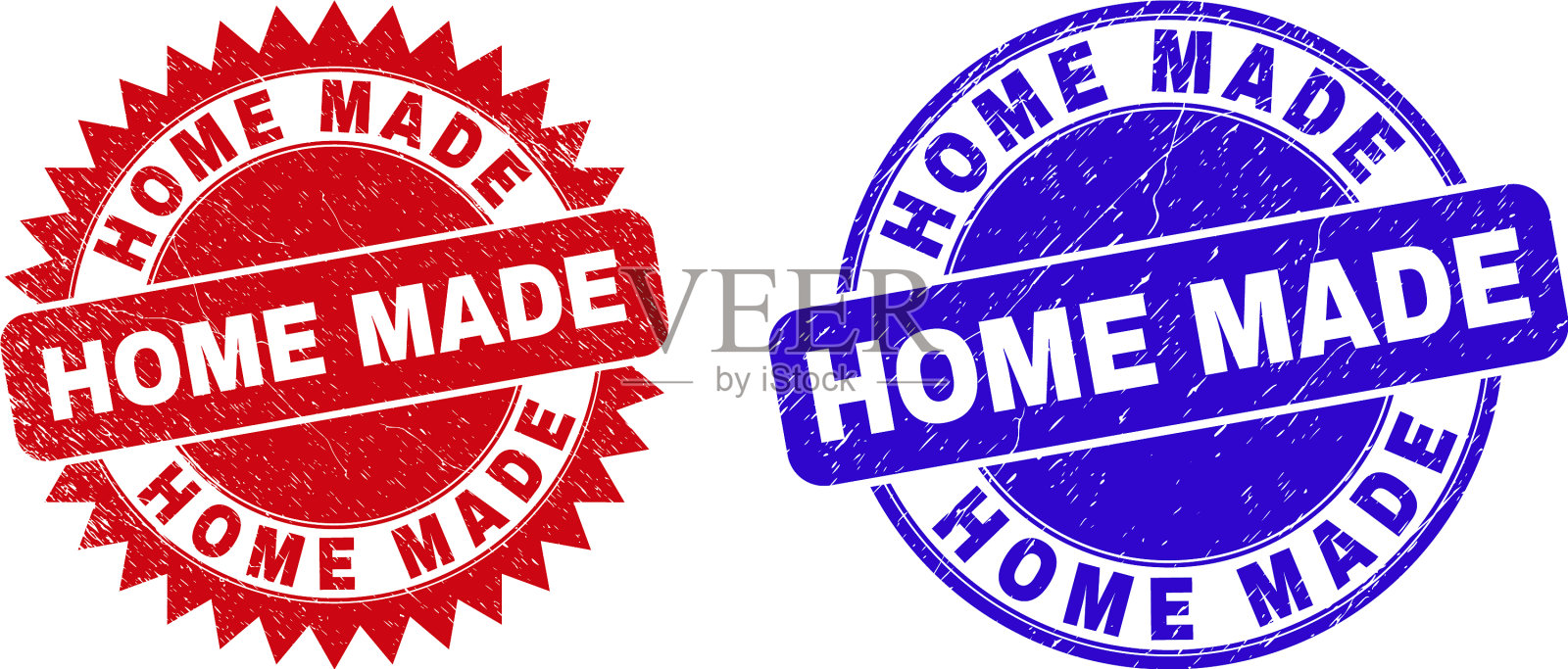 自制圆形和玫瑰形邮票印章插画图片素材