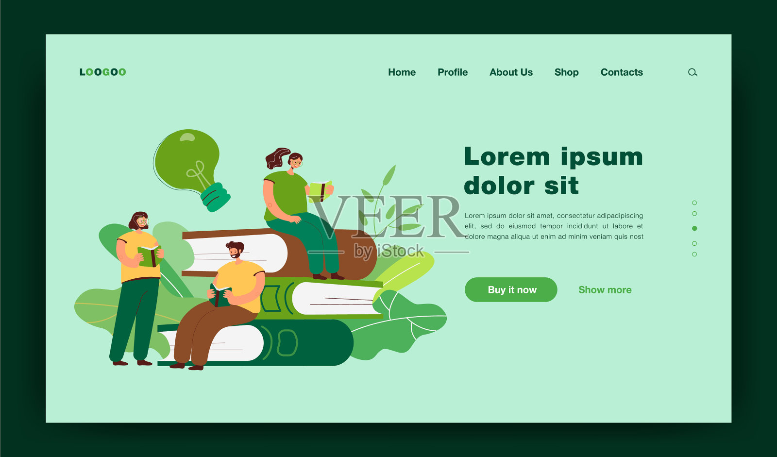 快乐小学生读书平插画图片素材