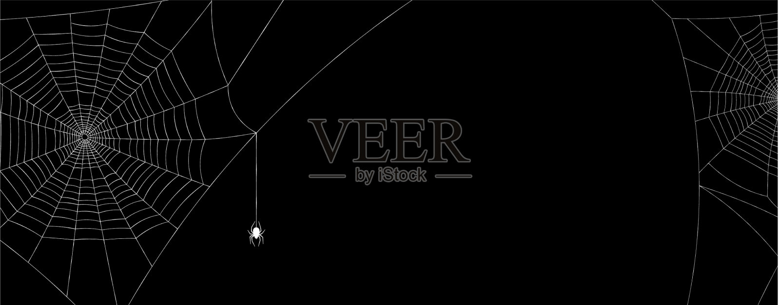 黑色背景上有蜘蛛的白色蜘蛛网插画图片素材
