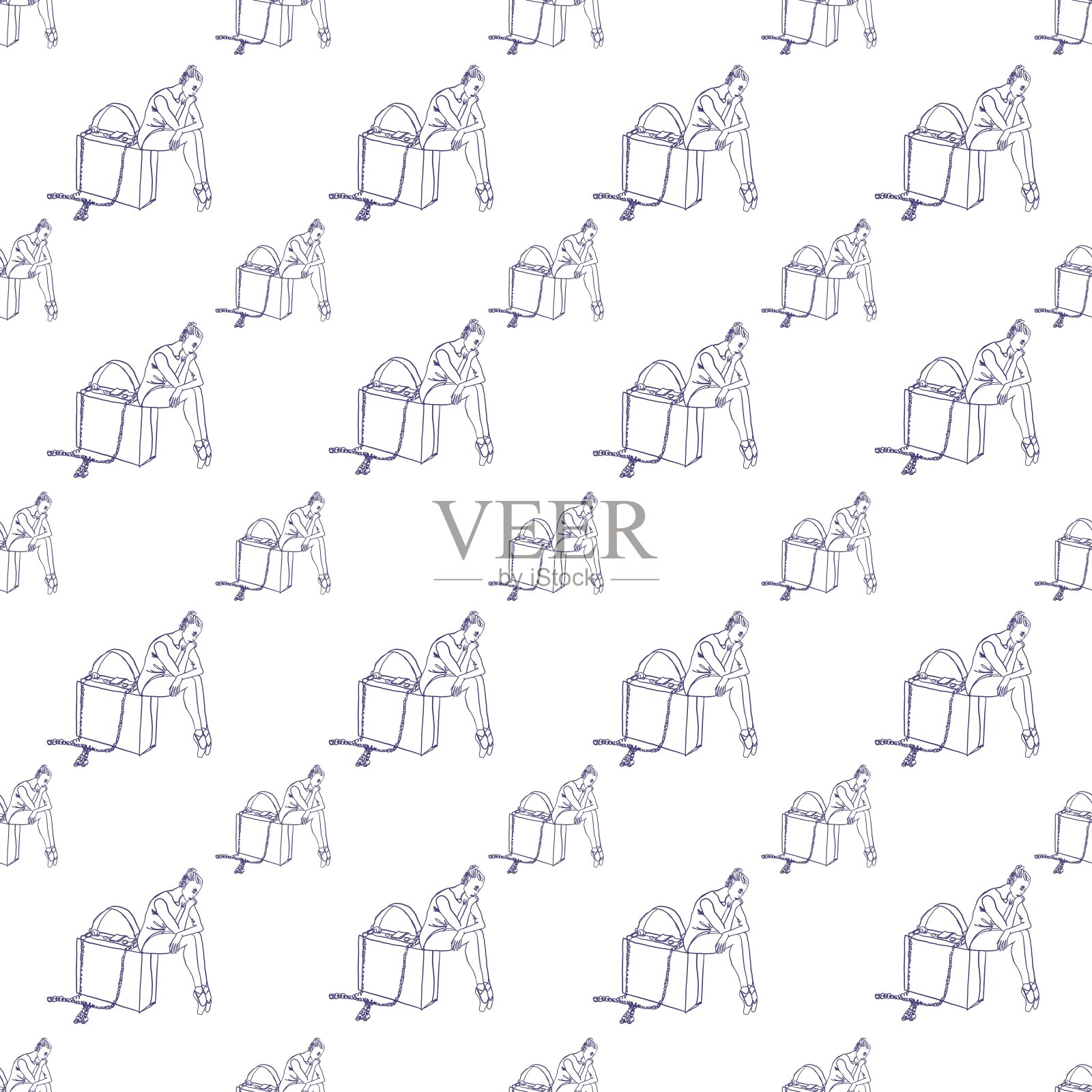 单线画风格模式插画图片素材