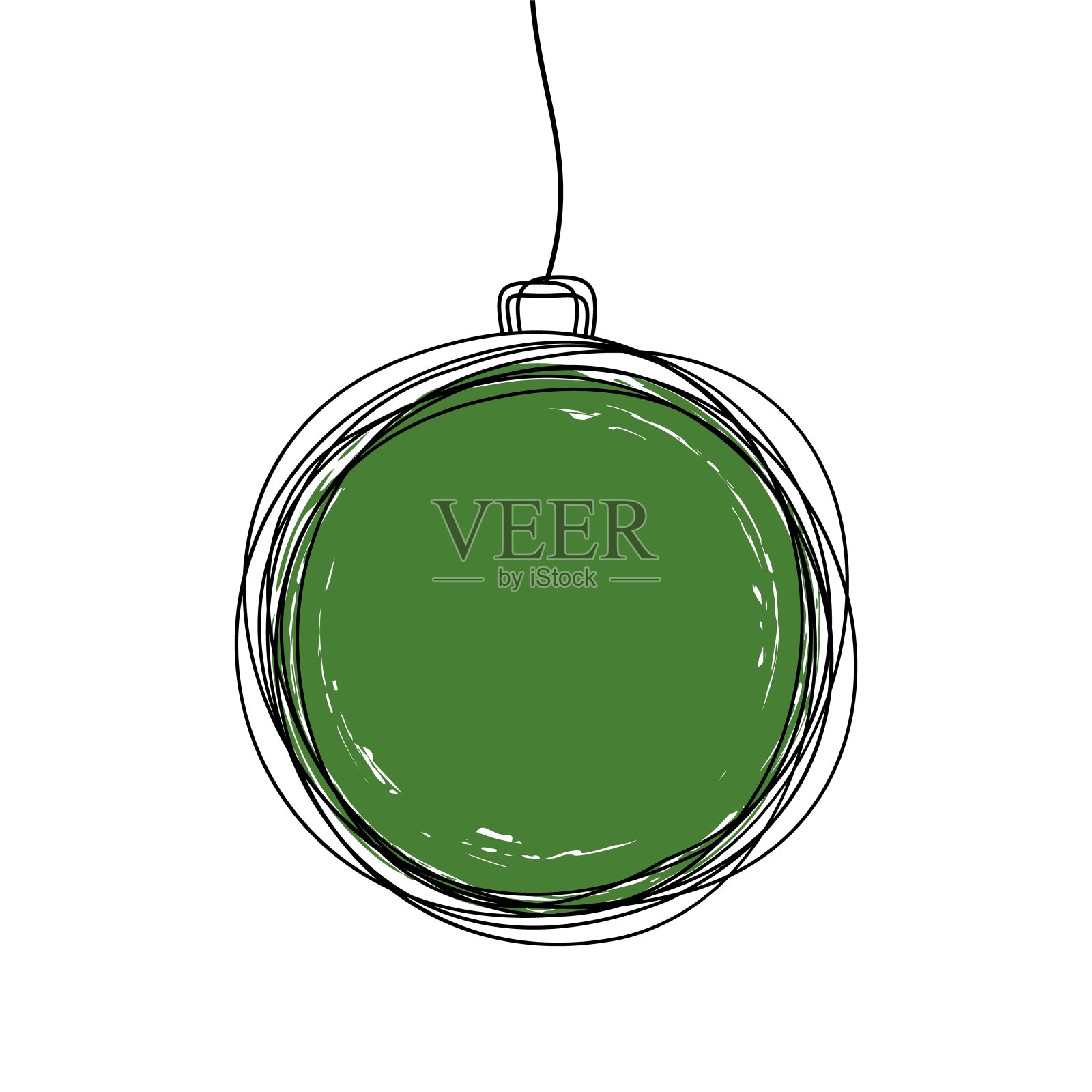 手绘圣诞树球装饰孤立在白色背景插画图片素材