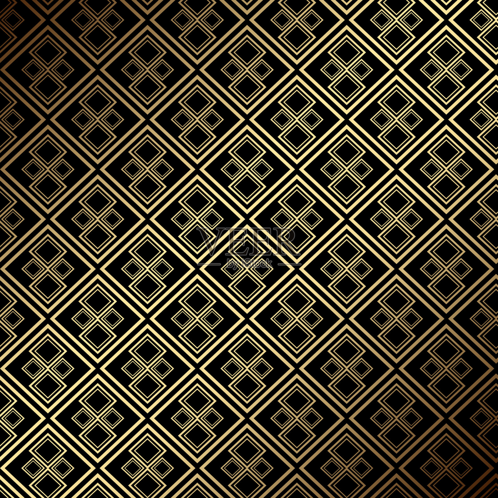 优雅无缝瓷砖金色和黑色图案插画图片素材