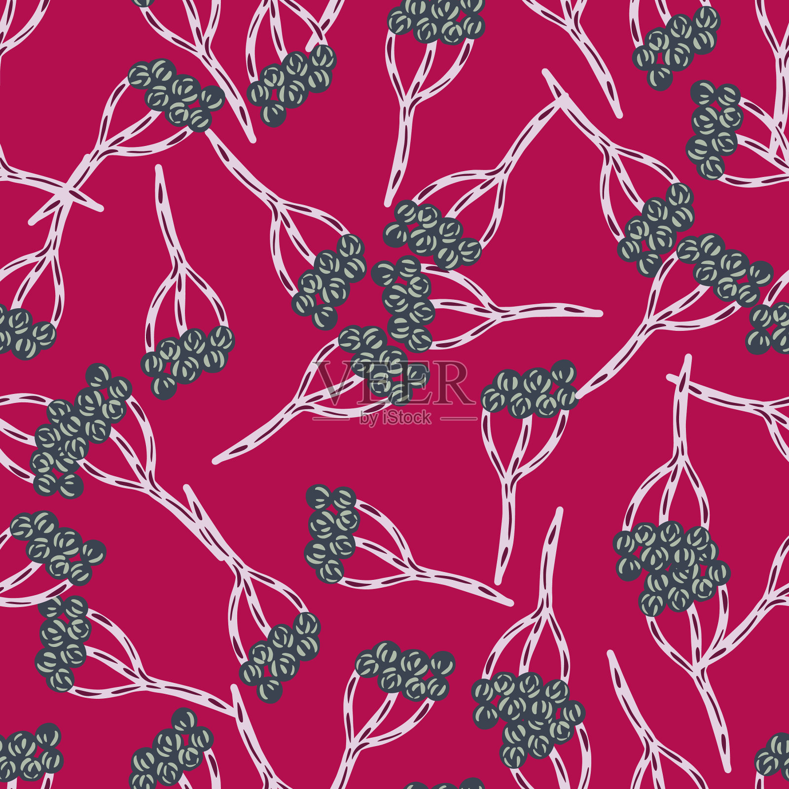 明亮无缝的图案与蓝色的蓍草插画图片素材