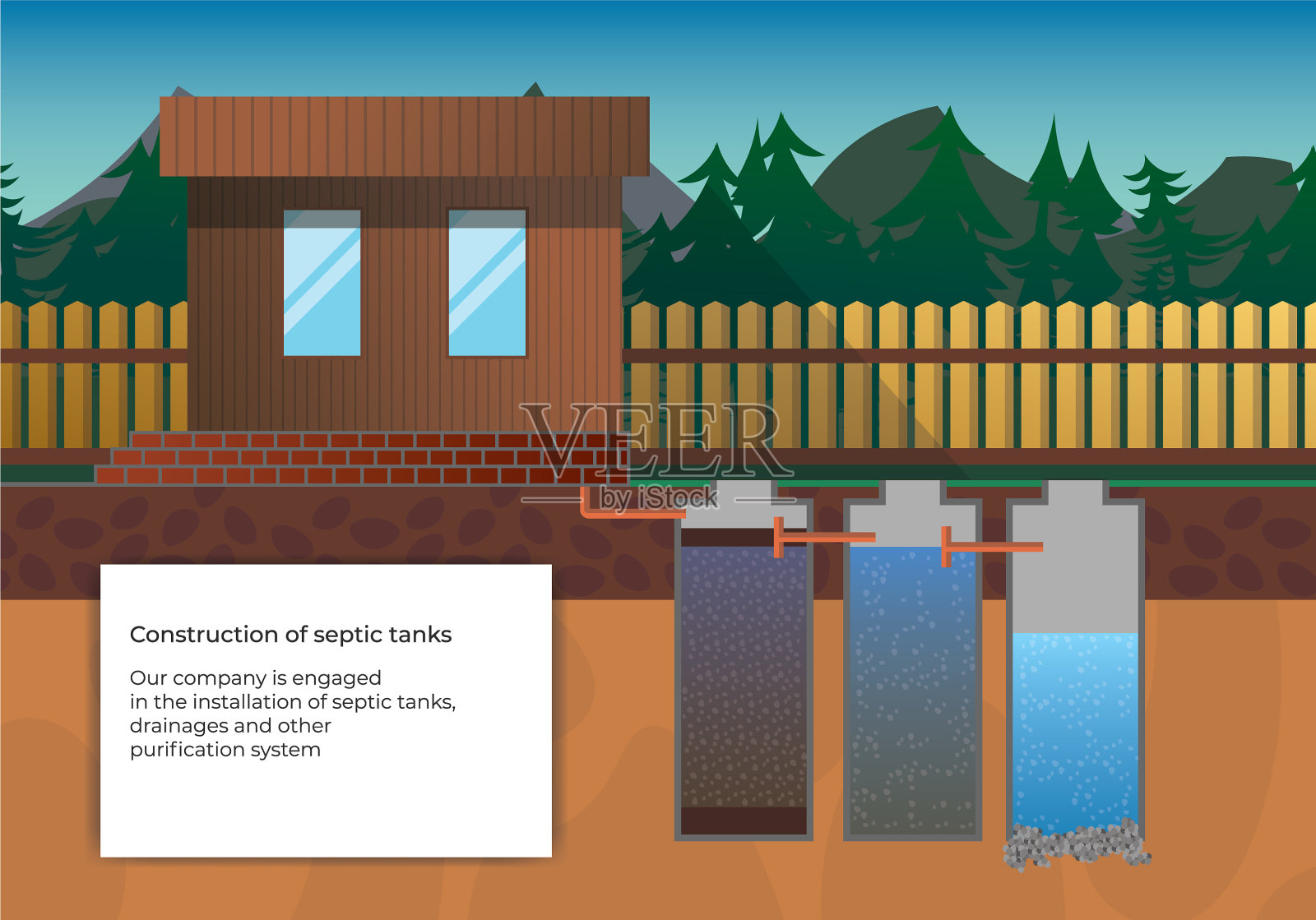 来自化粪池服务公司的欢迎幻灯片插画图片素材