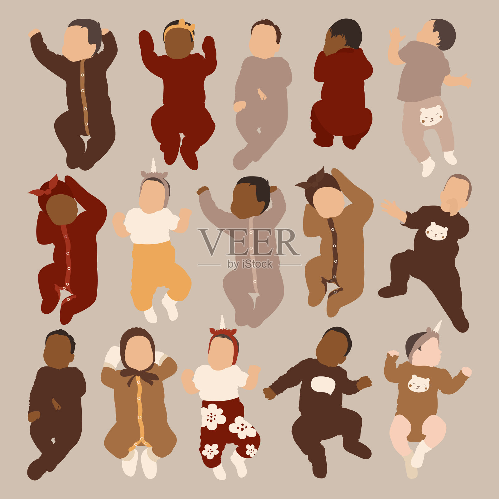 抽象的孩子设定为印刷邀请设计插画图片素材