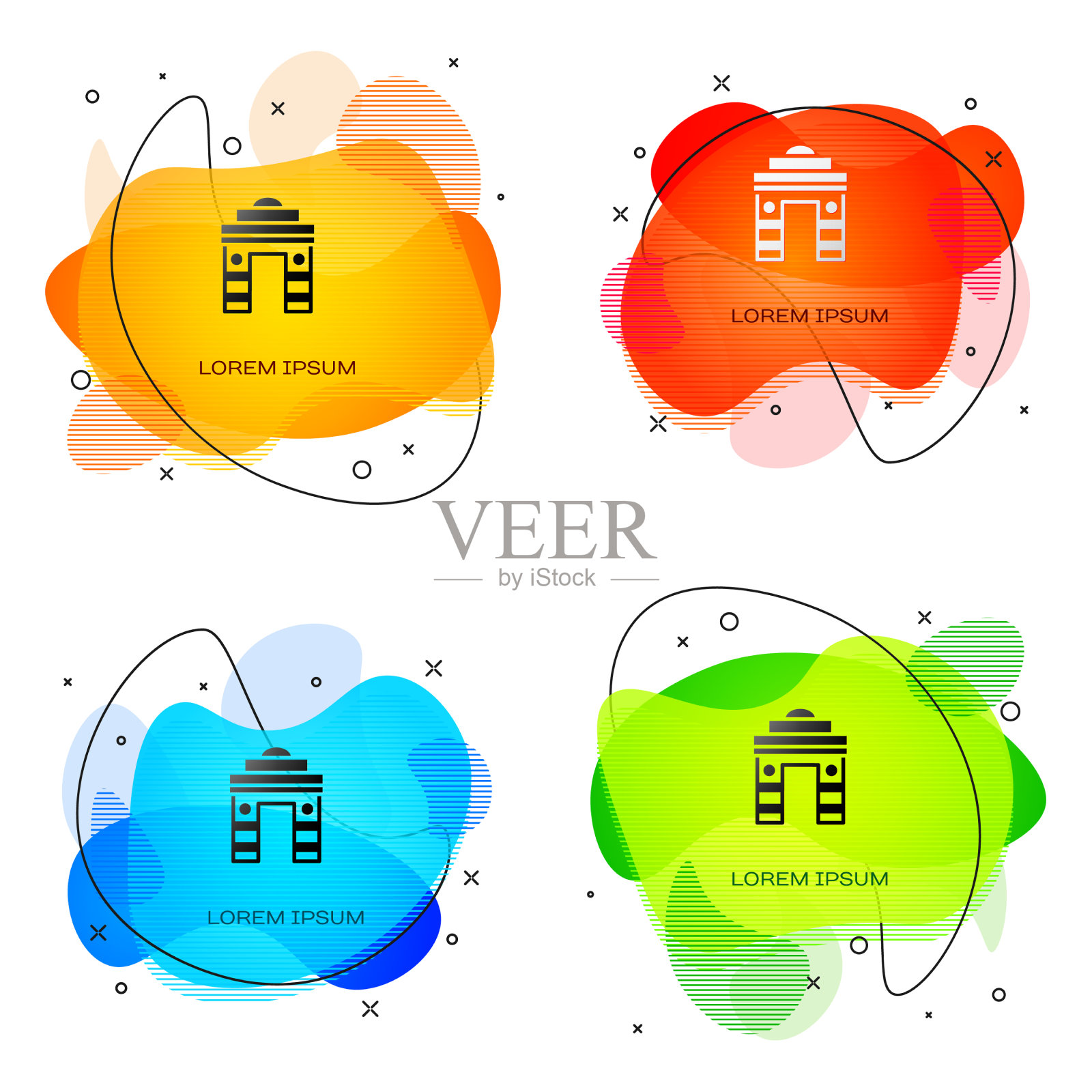 新德里黑印度门，印度偶像被孤立了插画图片素材