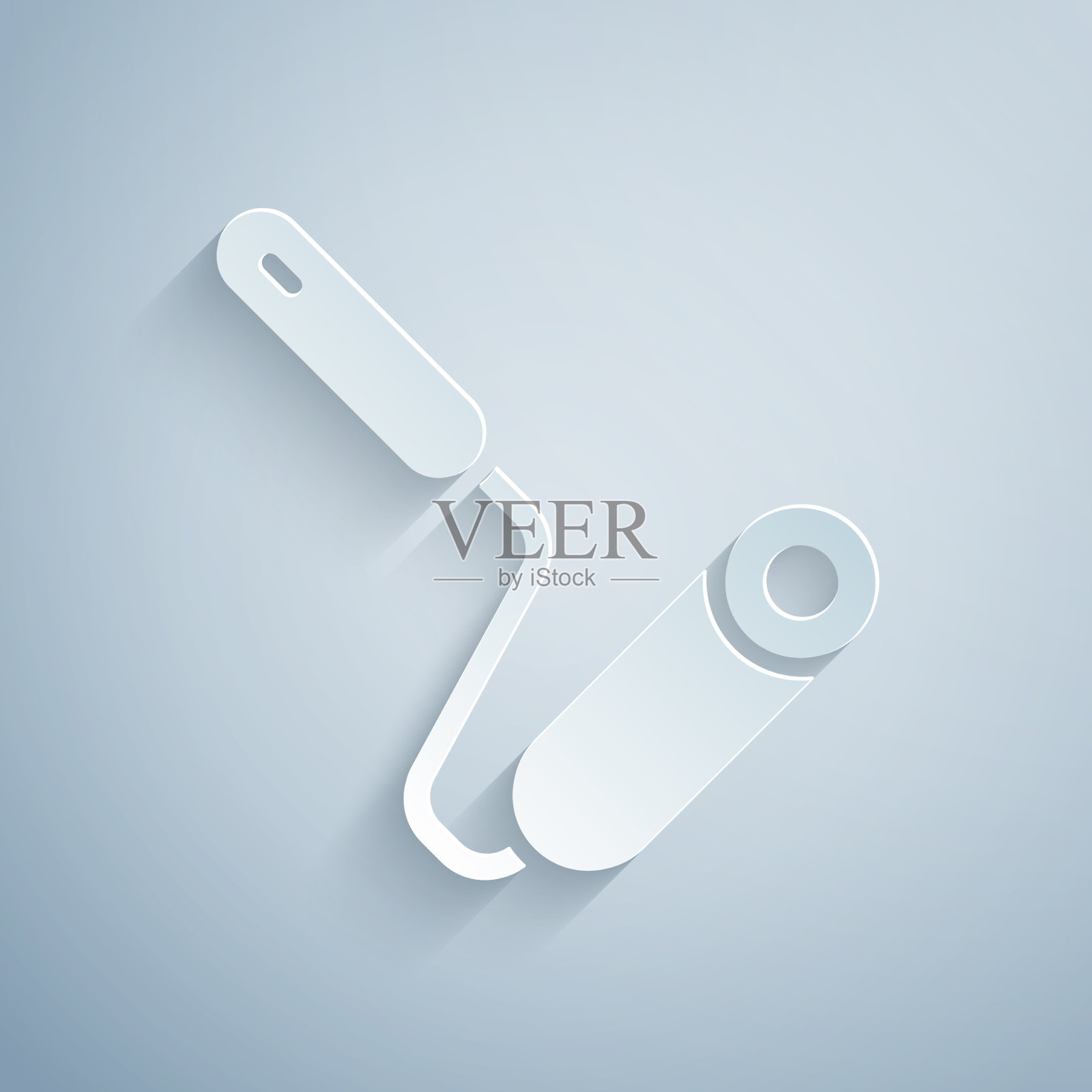 剪纸漆辊刷图标隔离在灰色插画图片素材