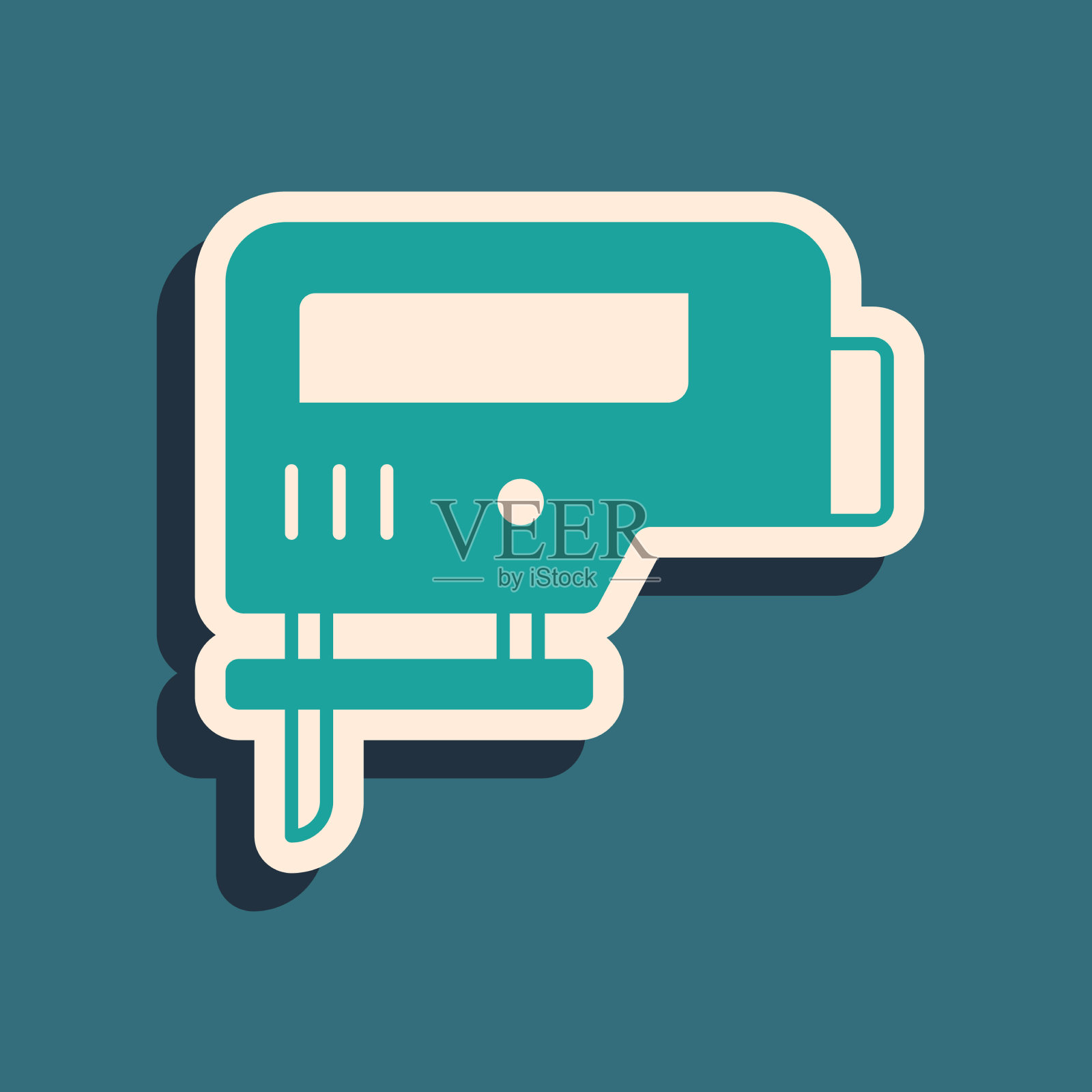 绿色电动拼图与钢锋利的刀片图标插画图片素材