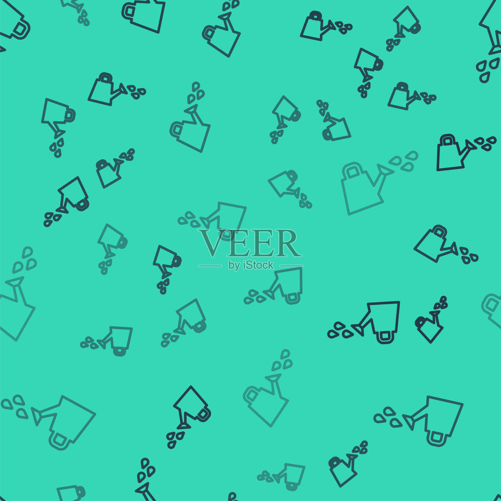 黑线喷壶图标隔离无缝插画图片素材