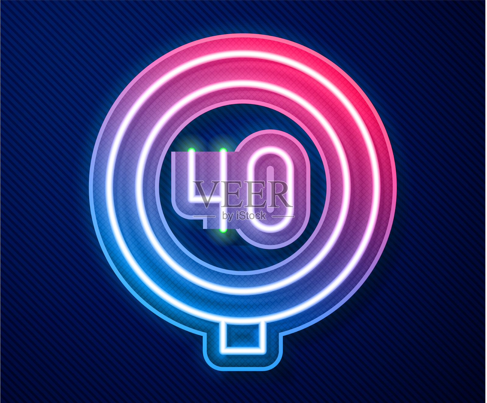 闪烁的霓虹灯线限速40公里交通标志插画图片素材