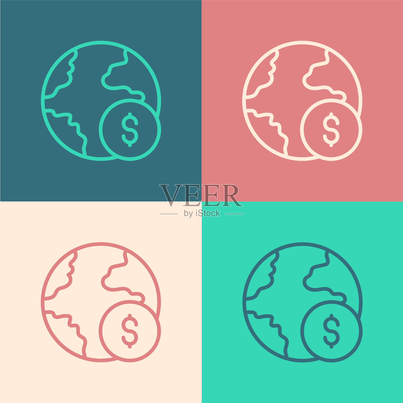 波普艺术线全球经济危机icon孤立插画图片素材