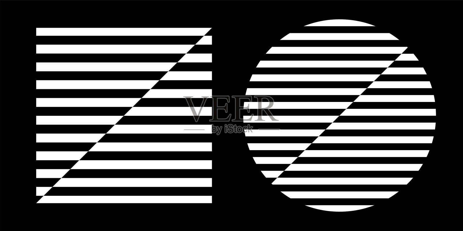 集抽象几何圆和方形条纹设计元素。插画图片素材