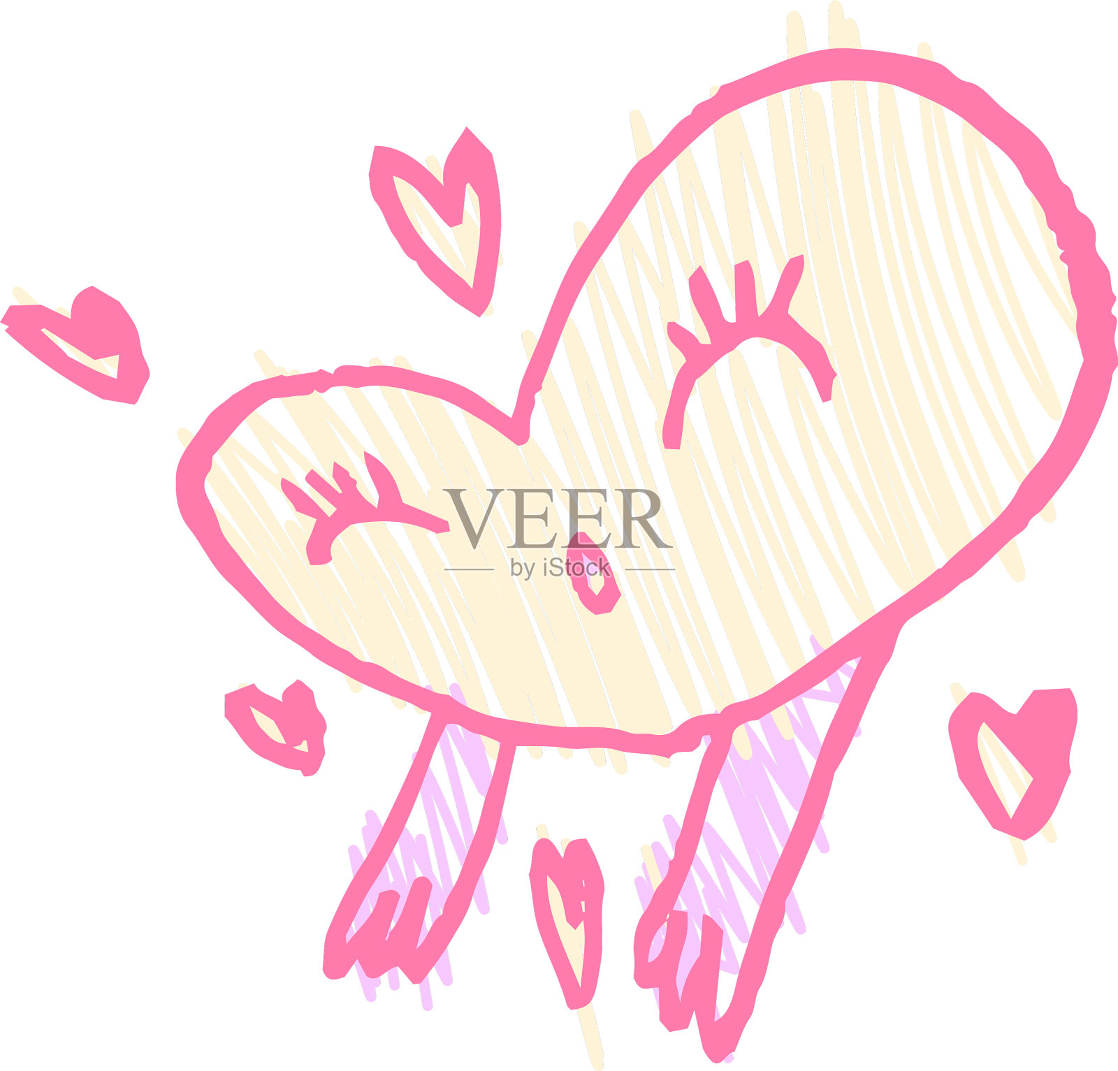 流行可爱开朗的心人涂鸦画设计元素图片