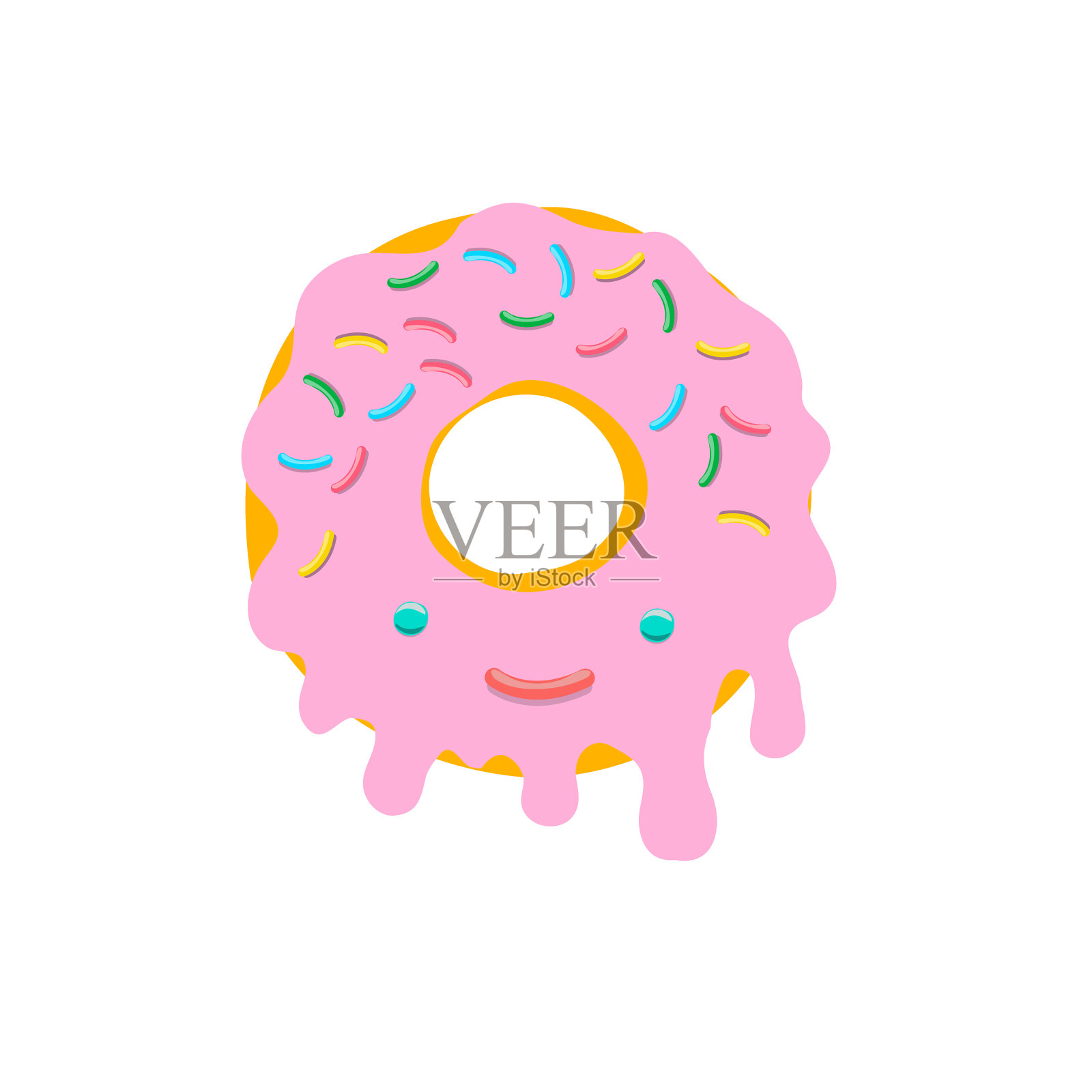 一个涂着粉红色釉料的油炸圈饼设计元素图片