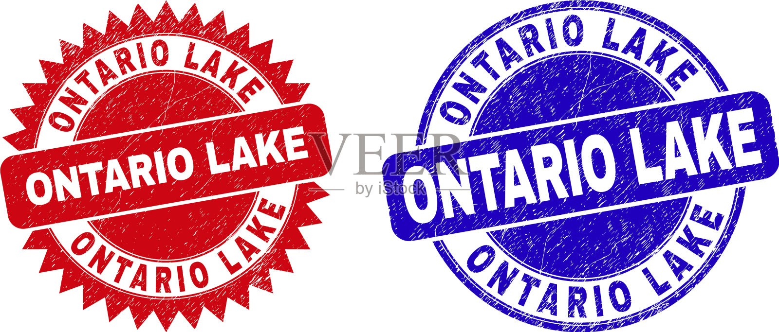 安大略湖圆形和玫瑰形密封橡胶插画图片素材