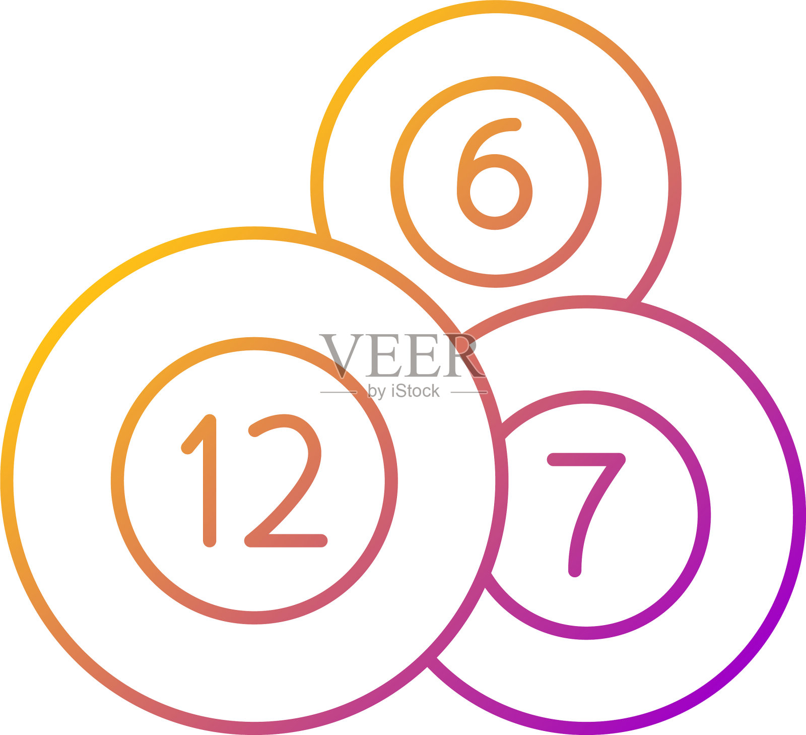 彩票球渐变线性图标设计元素图片