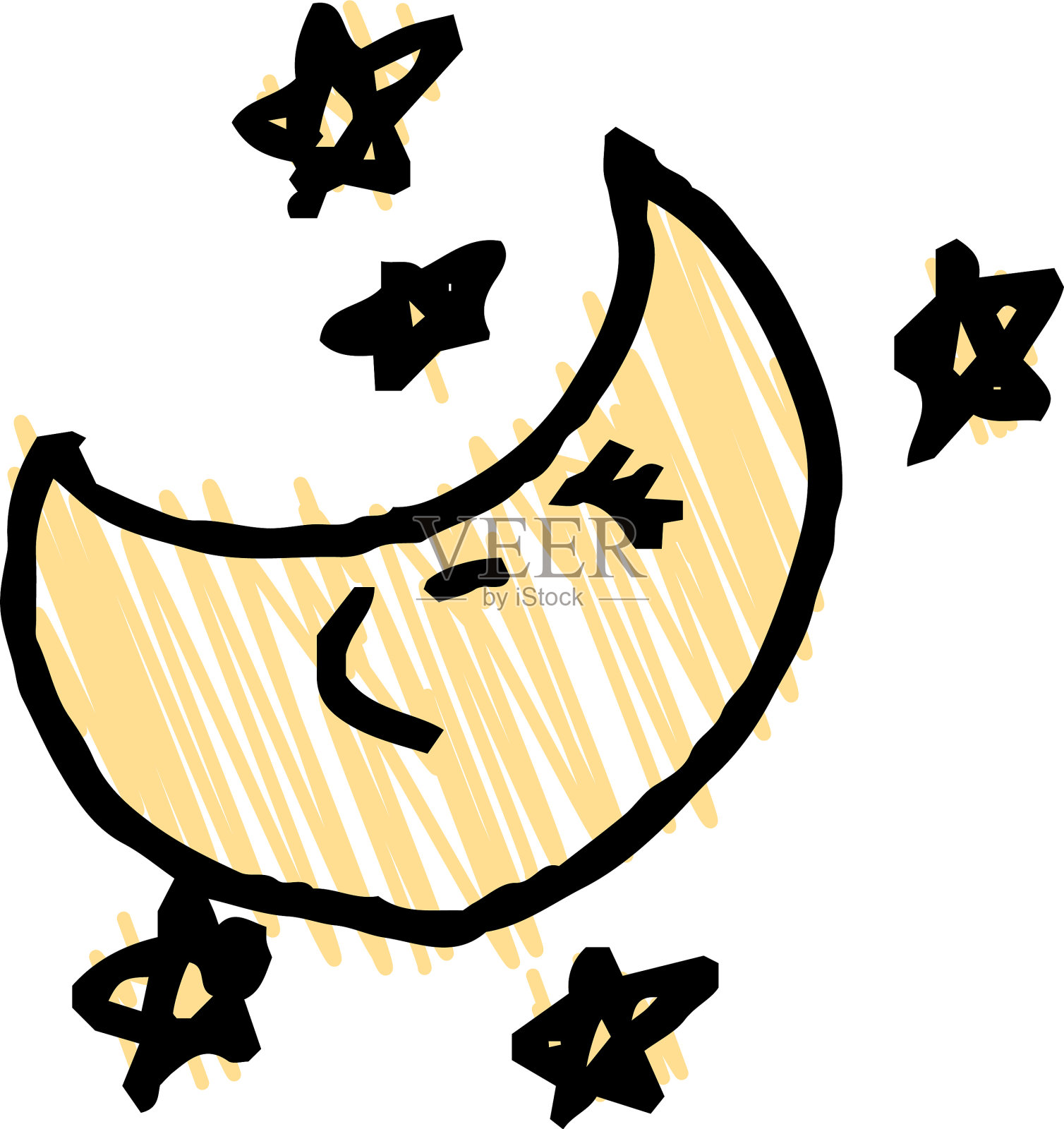 孩子们画着可爱的月亮和星星设计元素图片