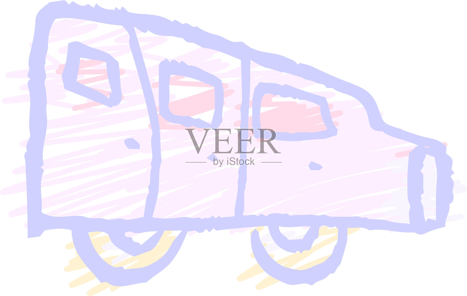 Pop可爱的汽车涂鸦画了一个孩子设计元素图片