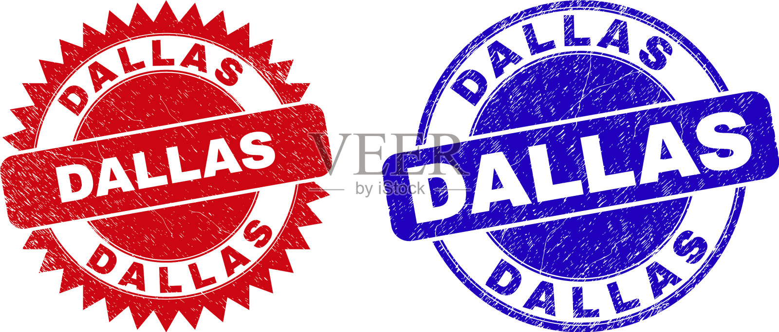 达拉斯圆和玫瑰形邮票不洁插画图片素材