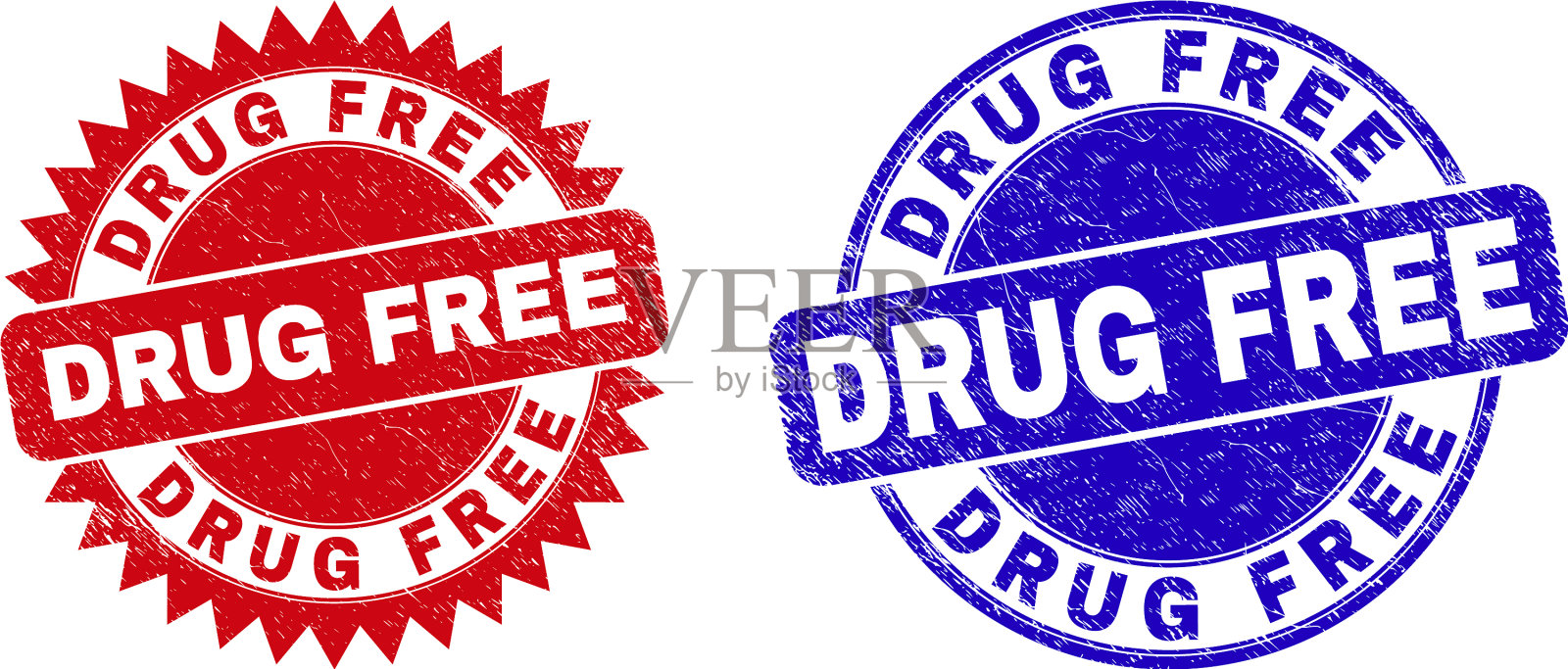 无毒品圆形和玫瑰形水印插画图片素材