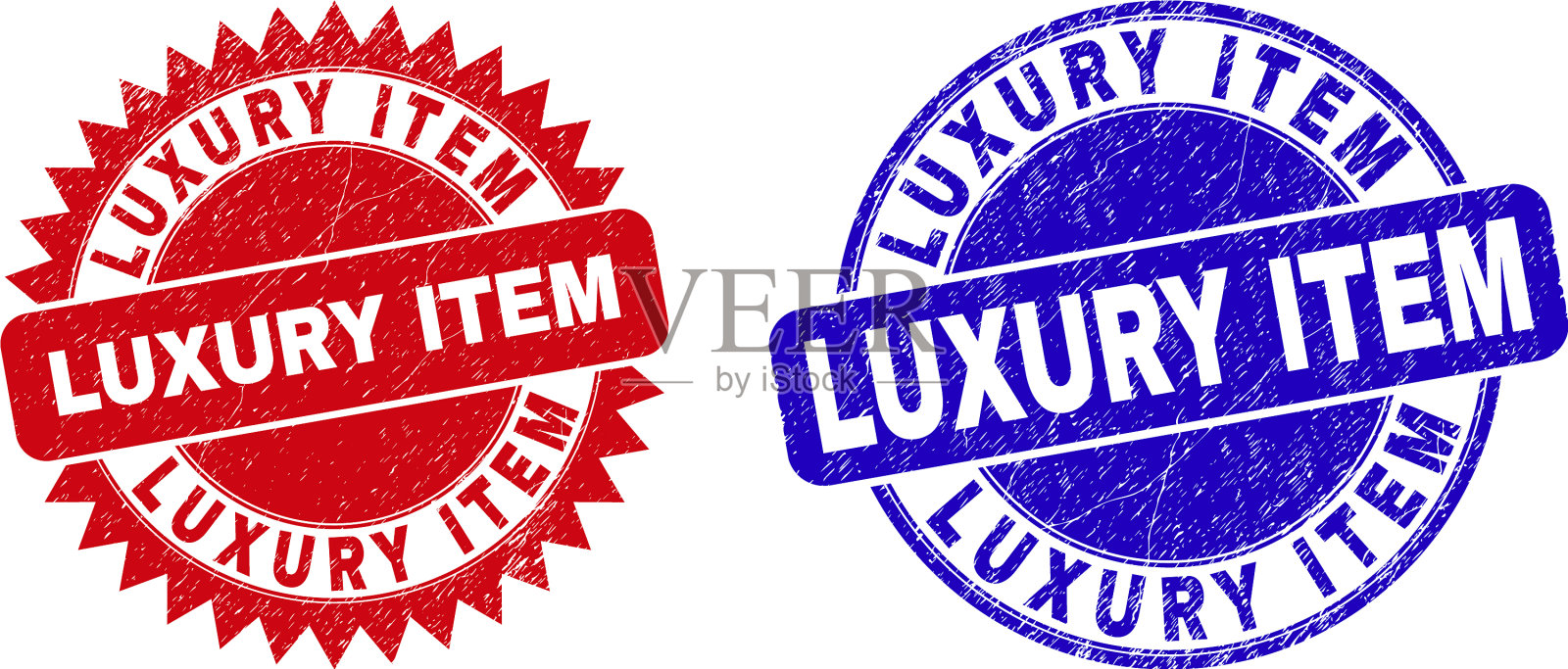 豪华物品圆形和玫瑰形邮票印章插画图片素材