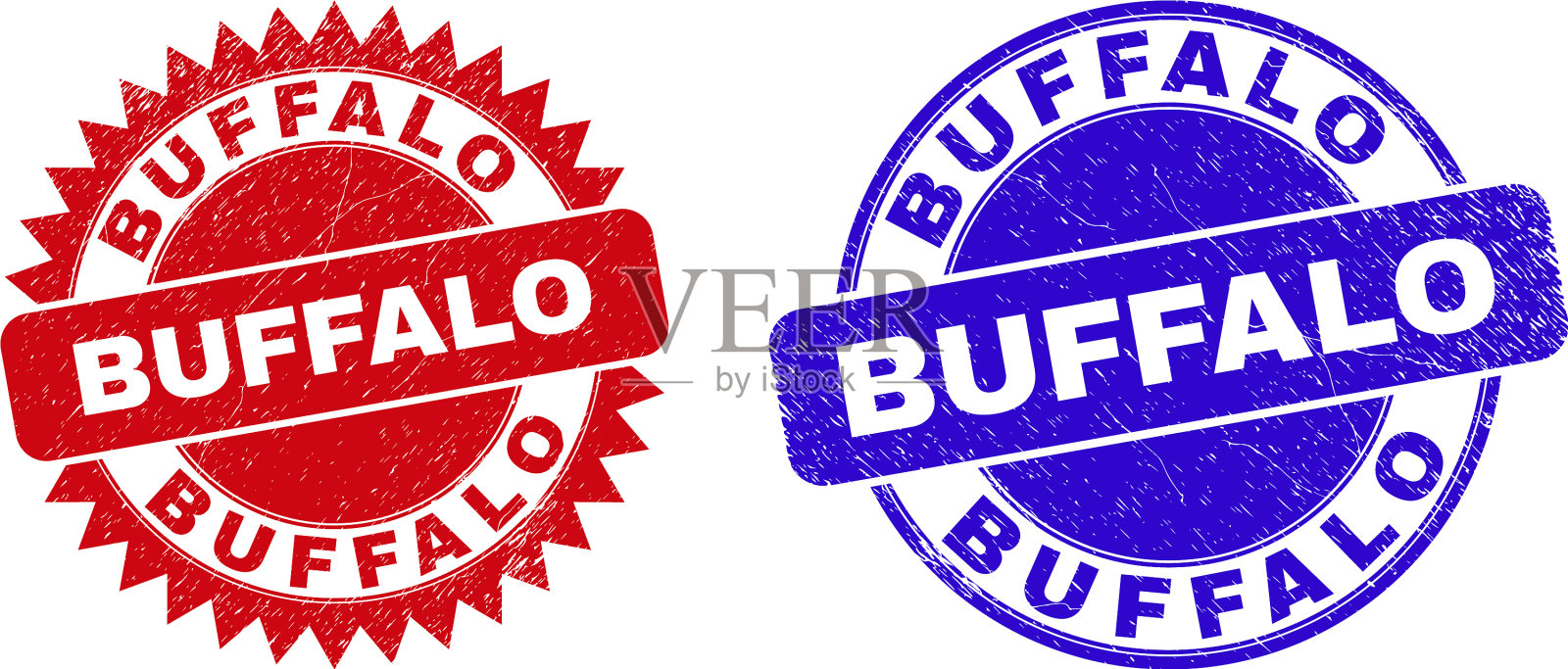 水牛城圆形和玫瑰形的印章插画图片素材